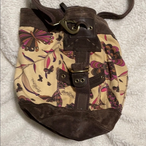 Butterfly Lucky Brand Suede and Canvas Purse/Tote - Picture 2 of 6